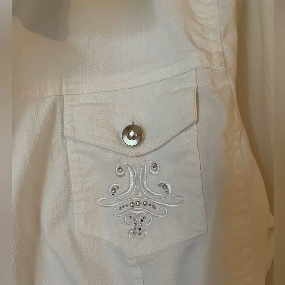 JM Collection white Jean jacket Size 18 - Picture 2 of 5